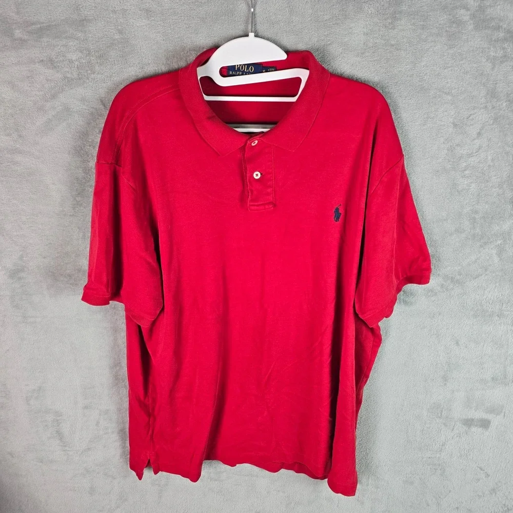 Polo Ralph Lauren Mens XL Red Short Sleeve Cotton Pique‎ Pony Logo Polo Shirt
